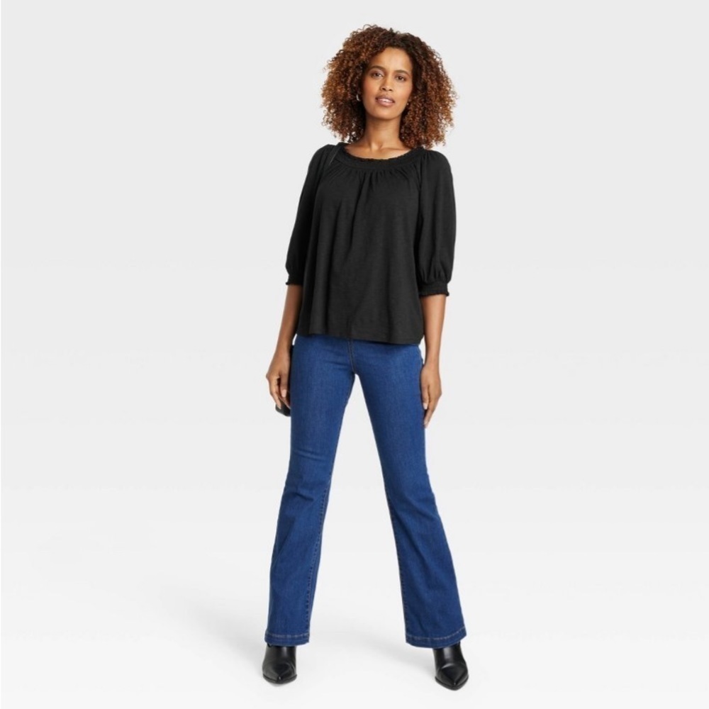 Women's Bishop 3/4 Sleeve Smocked Top -
Knox Rose Black